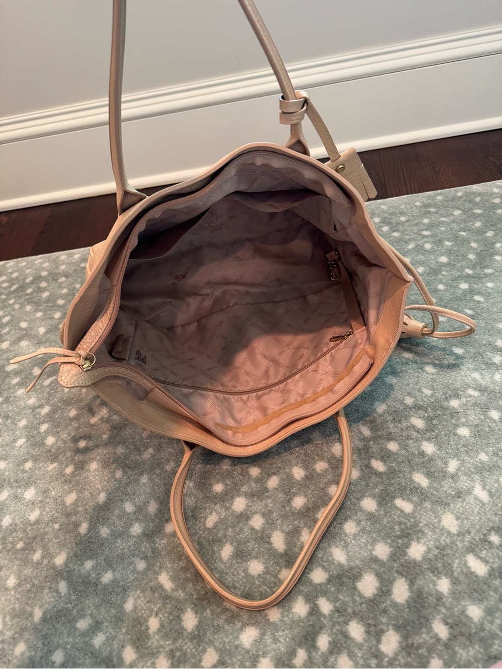 Longchamp Blush Pebbled Leather Tote with Tassel Accents - Picture 6 of 6